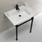 Fauceture Dreyfuss 31" Console Sink W/ SS Leg (Sgl Faucet Hole), White/ Black KVPB3122710 - alternate 7